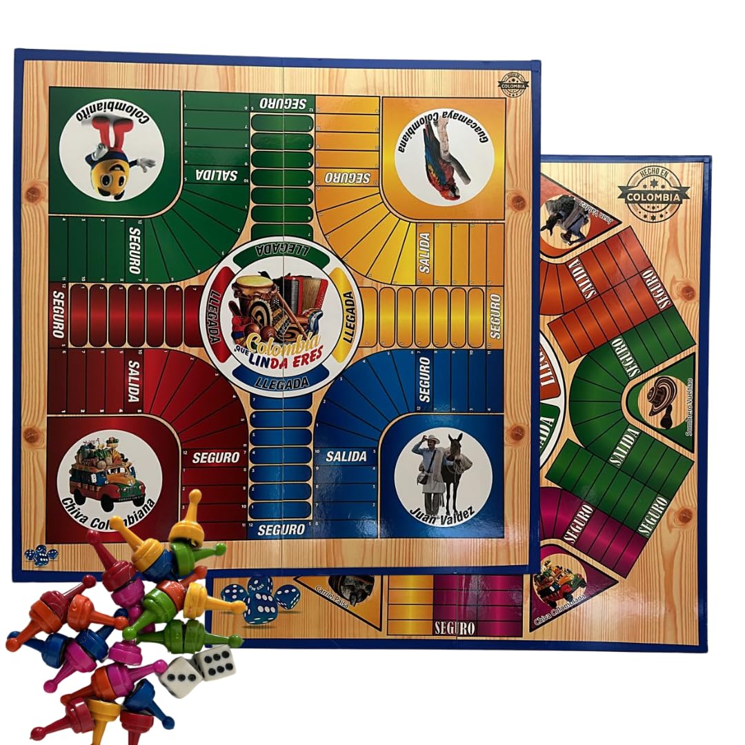 PARQUES MAGNETICO Colombiano-50 x 50 cm-Plegable- Doble Cara - de 4 y 6 jugadores - Colombian Parques Board Game  Parcheesi Board Game  Parchis  Ludo - Colombia - mature-themed Game