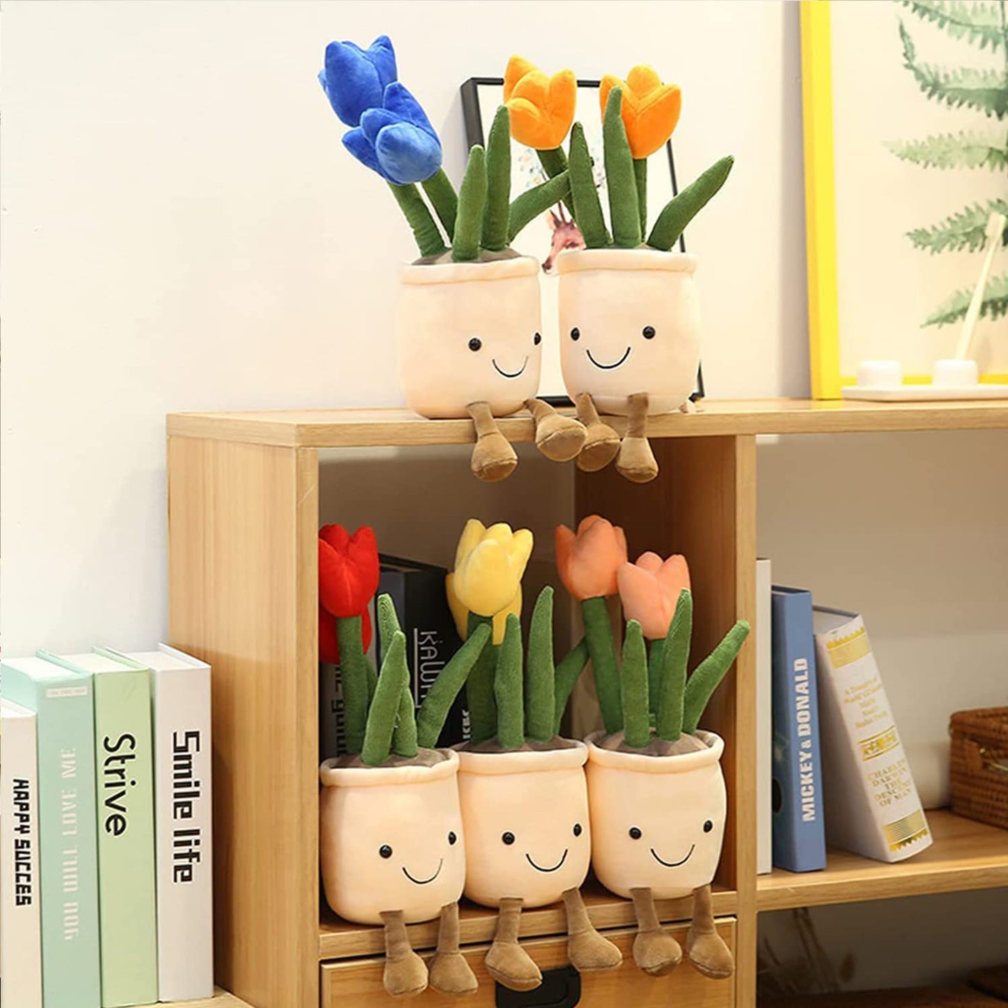 Evlooe 3Pcs Succulents/Tulip Plush Toy, Cute Succulents Plushies, Stuffed Potted Plants Plush Doll, Soft Plush Succulent Gifts F