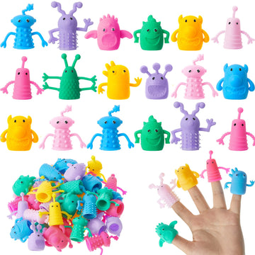 Junkin 40 Pcs Cute Finger Puppets Toys Finger Toys Of Monster Pattern Soft Rubber Finger Puppet Mini Stretchy Fidget Toy Finger