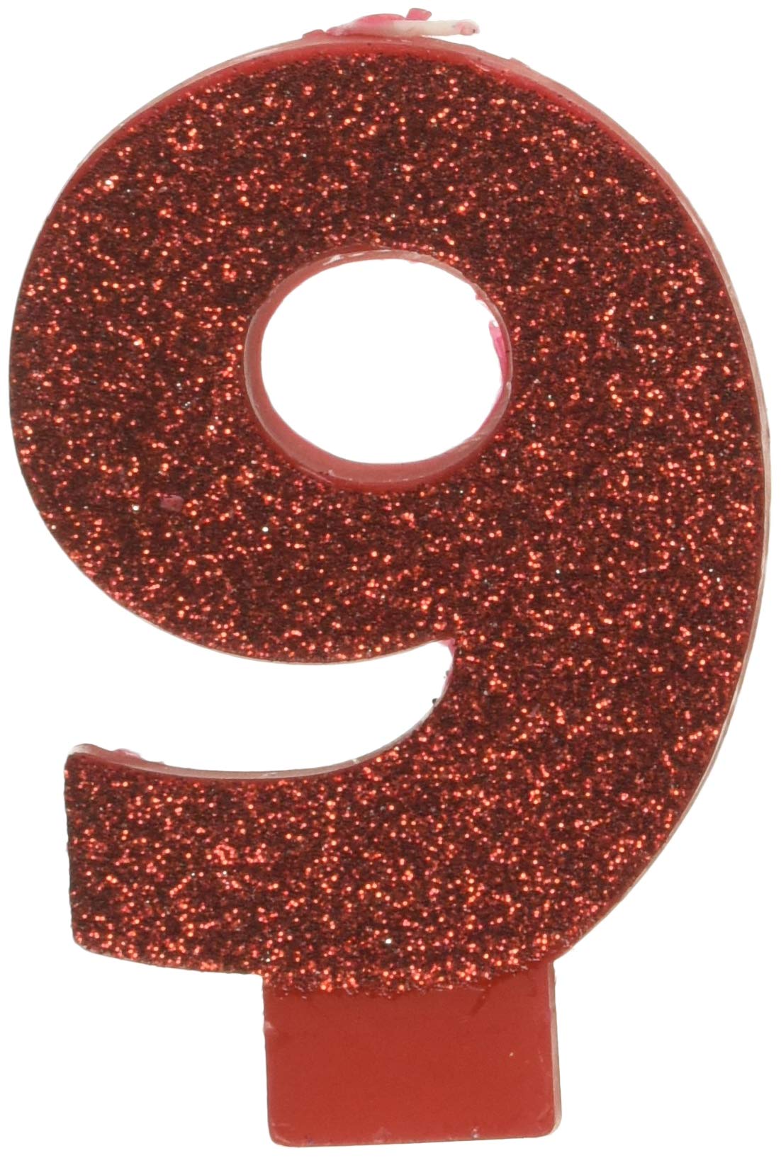 Amscan 9 Glitter Numeral Candle, 3 1/4, Red