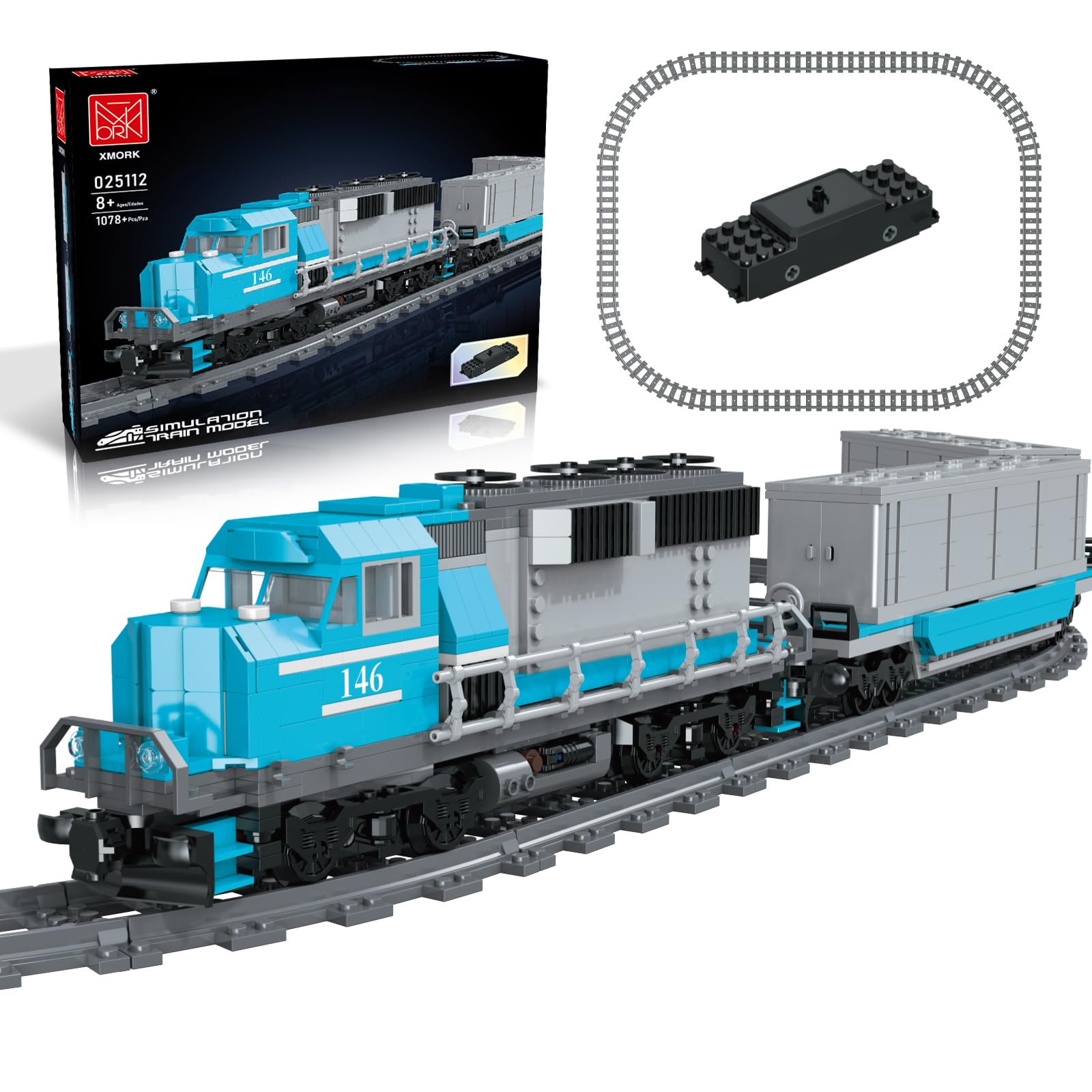 Mocbropcs Train Building Block Set, Freight Cargo Internal Combustion Locomotive Model Building Toys, Gift For Kids Age 8+/Adult