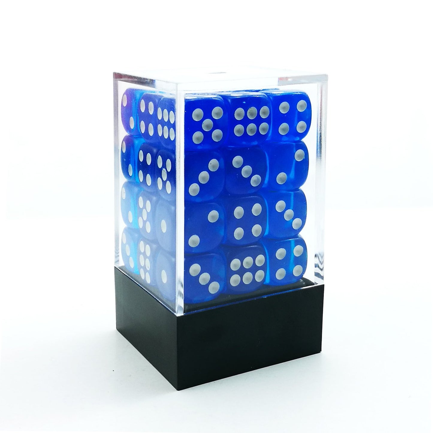 Bescon 12Mm 6 Sided Dice 36 In Brick Box, 12Mm Six Sided Die (36) Block Of Dice, Translucent Blue With White Pips