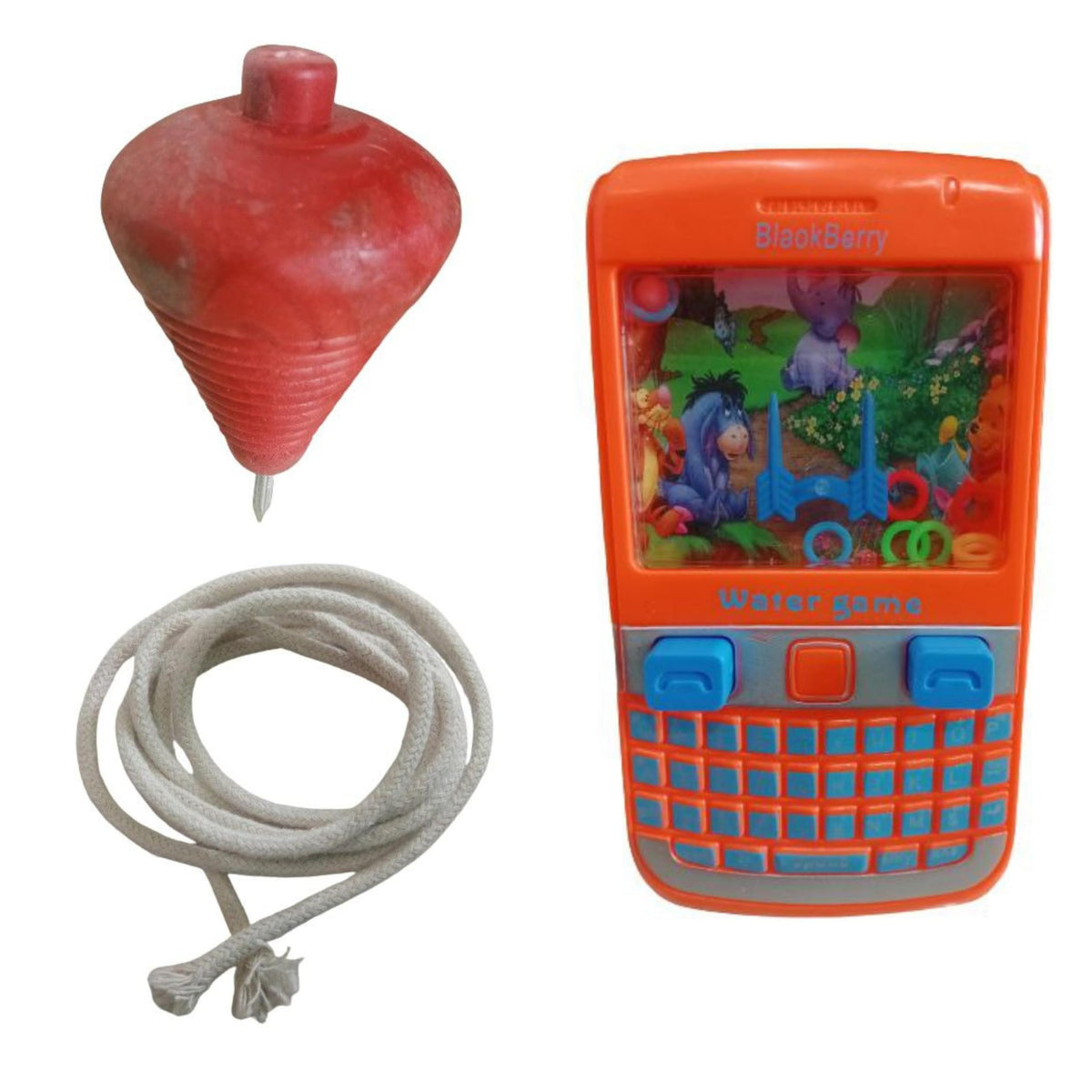 ZOKCY 2 in 1 (1 Water Mobile Game + 1 Plastic Spinning Lattu with Thread) for Kids/Water Mobile Phone Ring/Plastic Spinning Latt