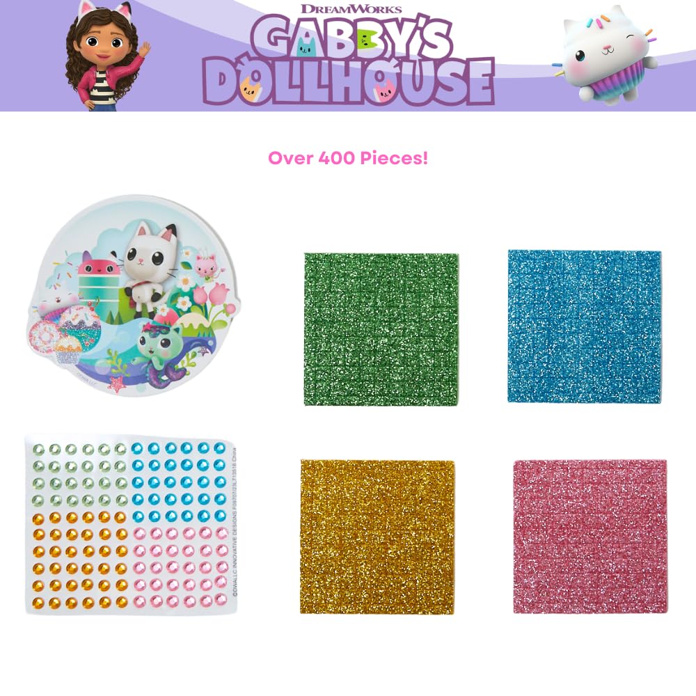 Innovative Designs Gabbys Dollhouse DIY Jewelry Box for Girls, Mosaic Tiles, Adhesive Gems, and 3D Foam Sticker