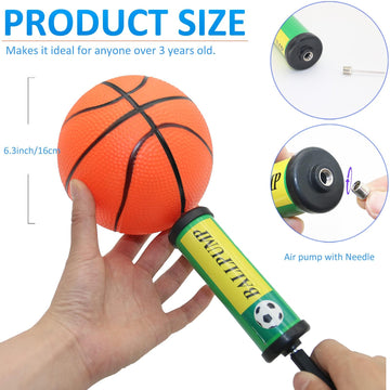 15Pcs 6'' Mini Basketball Balls Bulk Small Basketball Set with Pump, PVC Small Basketball for Over The Door Basketball Hoop Game