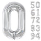 Silver Number Balloon 40 Inch, 0 Number Balloons, 10 20 30 40 50 Numbers Balloon Birthday Decorations, Silver Party Supplies For