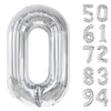 Silver Number Balloon 40 Inch, 0 Number Balloons, 10 20 30 40 50 Numbers Balloon Birthday Decorations, Silver Party Supplies For