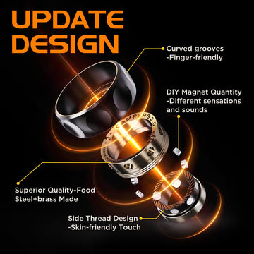 Fidget Spinner For Stress Relief - Diy Magnetic Fidget Ring With Engaging Sounds, Edc Stainless Steel Toys For Adults & Teens, P