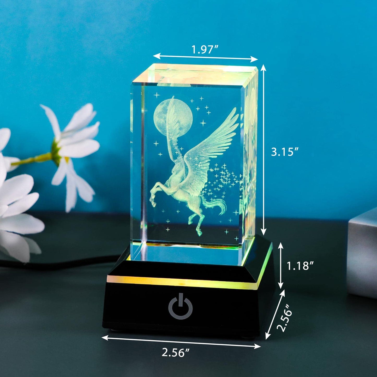 YWHL Unicorn Gifts for mature-themed Women  3D Crystal Unicorn Figurines with Light Base for Girls  Birthday &  Home Decor Collection