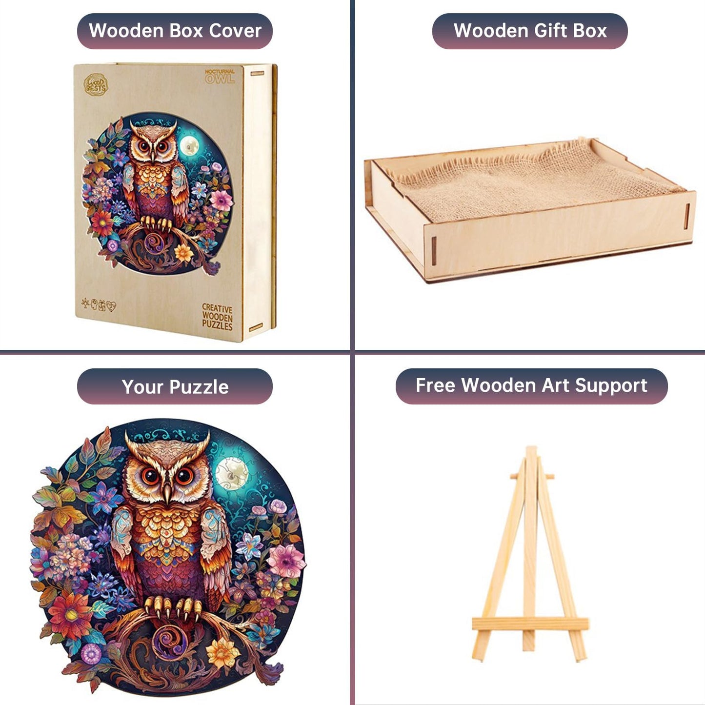 Jigfoxy Wooden Puzzles for mature-themeds  Owl Wood Puzzles mature-themed  Unique Animal Shape Wooden Jigsaw Puzzles  Birthday Gifts for Puzzles Lovers Family Friend (L-13.3 * 13.4in-270pcs)