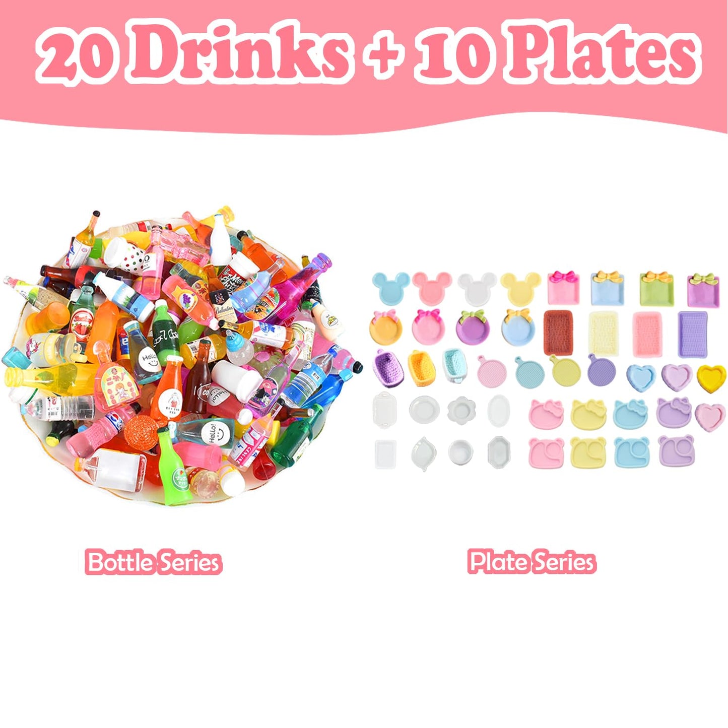 150Pcs Miniature Food Drinks Bottles Dollhouse Accessories 1:12 Mini Stuff Things Toy Set Dollhouse Pretend Kitchen Play Game Ti