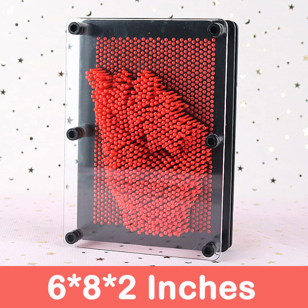 Sharkwill 3D Pin Art Intellectual Fun Toy Red Plastic Pin Art Palm Board Push Pin Toy (Red-6 X 8 Inches)