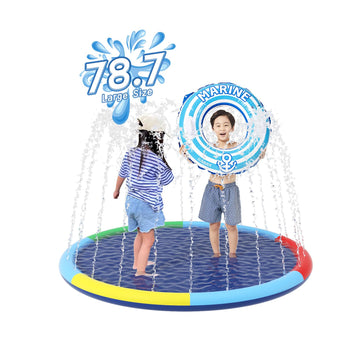 Kids Non Slip Splash Pad -79in Outdoor Sprinkler Play Mat, Dog and Kids Water Toys, Garden Lawn Pool Mat, Summer Outdoor Water T