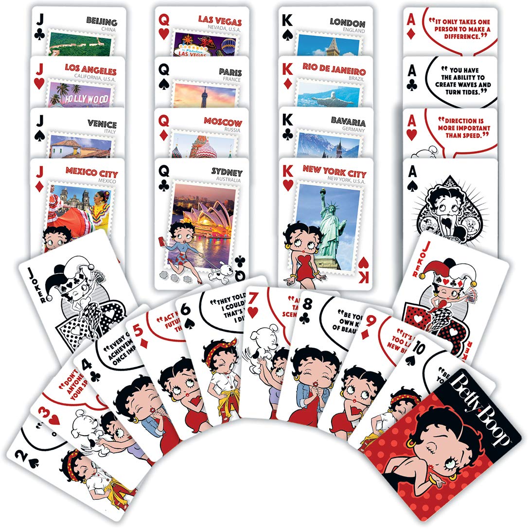 MasterPieces Betty Boop Playing Cards - Cardstock, 52+2 Deck, Assorted Colors - Officially Licensed Family Game