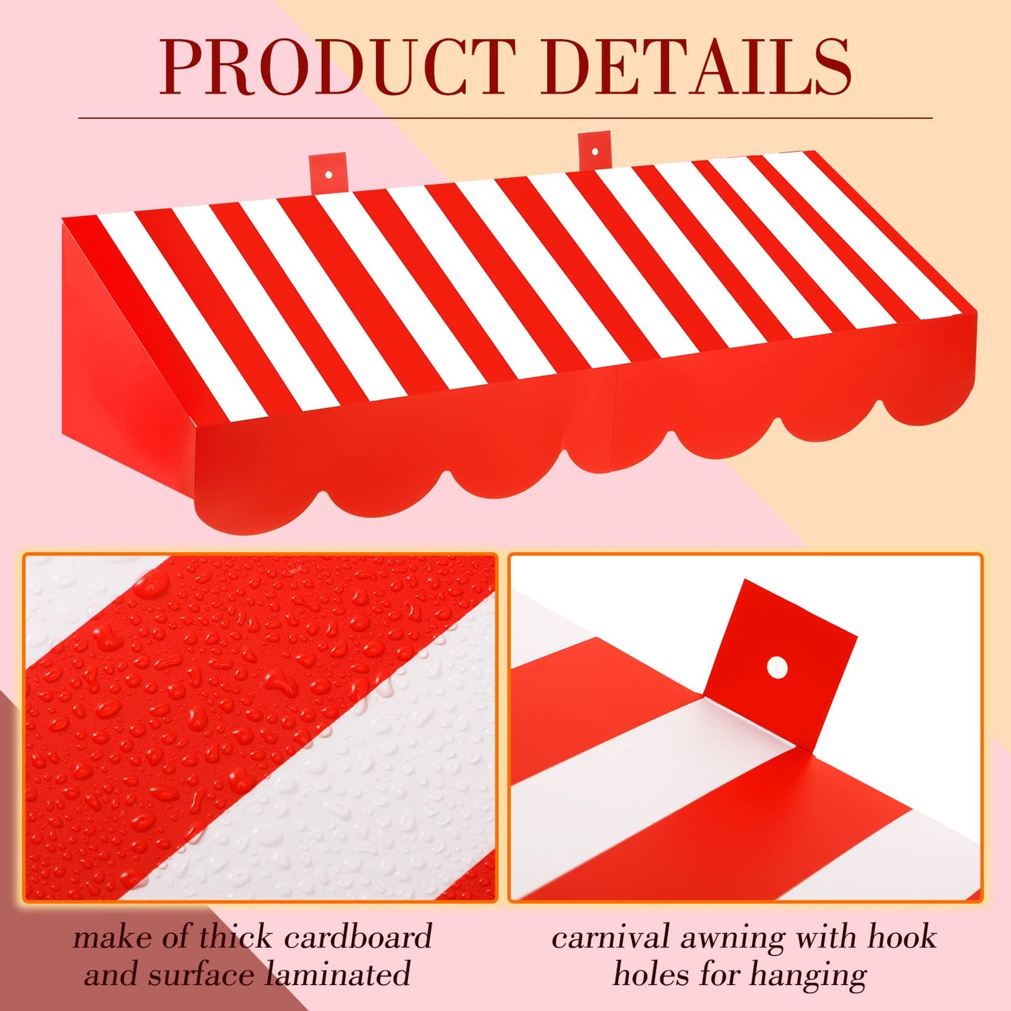 Tallew 8 Pcs 3D Circus Awning Wall Decoration Carnival Stripes Awning Circus Tent Carnival Theme Party Decor for Carnival Party