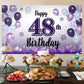 LASKYER Happy 48th Birthday Decorations,48th Purple Balloon Large Birthday Banner Backdrop Sign,48 Years Old Bday Party Supplies
