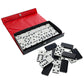 WE Games Double 6 Dominoes Set with Spinners - Vintage Style Case, 8.5 x 4.75 x 1 in., Black & White
