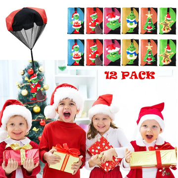 Rdogeia 12Pcs Christmas Parachute Toys,Christmas Toys For Kids Girls Boys,Christmas Stocking Stuffers 2024,Tangle Free Outdoor F