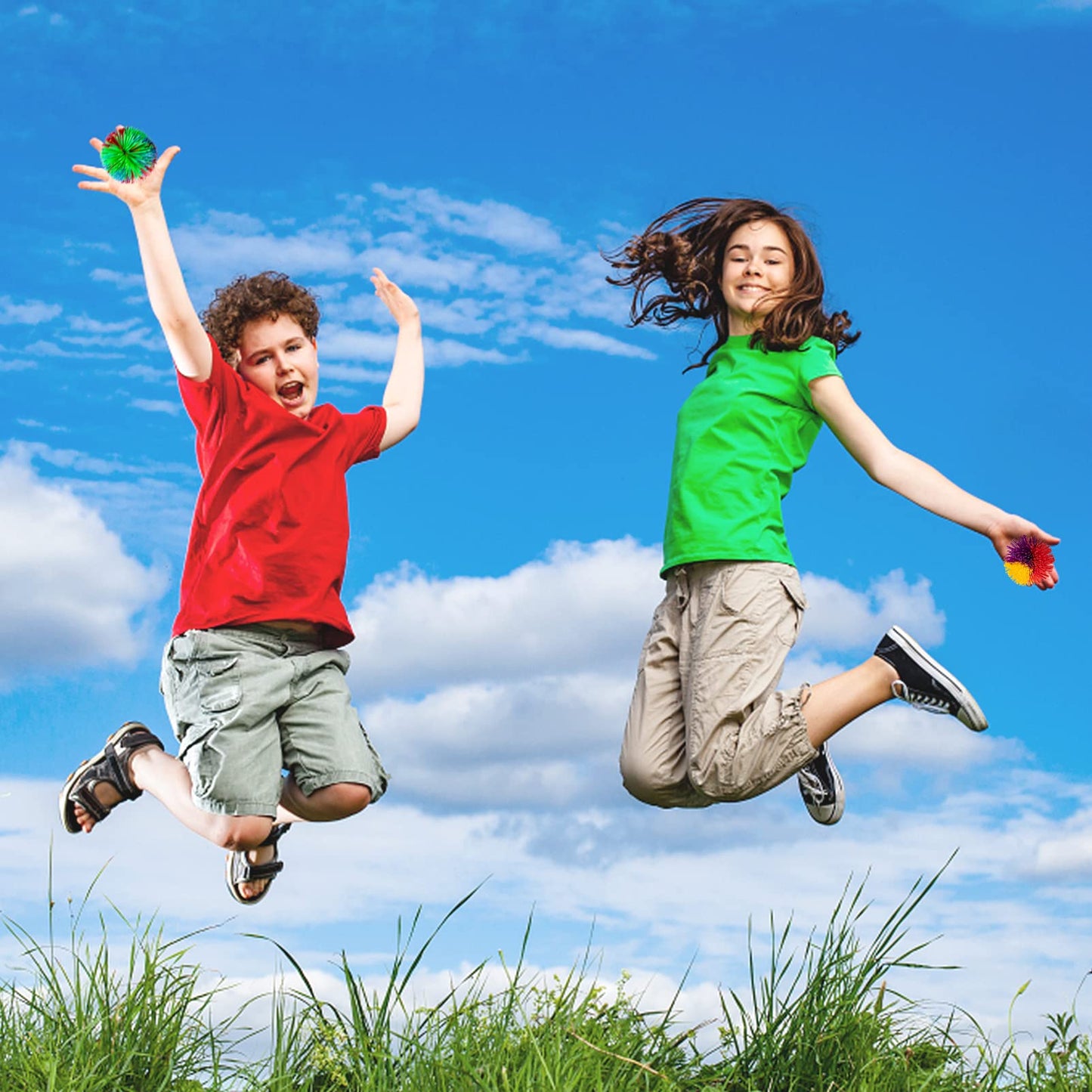 Hibery 5 Pack Monkey Stringy Balls, Great Sensory Toys Stress Balls, Rainbow Pom Bouncy Balls Games 90S Toys Fun Party Favor