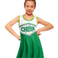 Jenpen Cheerleader Costume Cheerleading Outfit Dress Cheer Uniform With Bow Halloween Dress Up Gifts(3-5 Years,Dark Green)