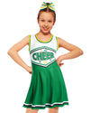 Jenpen Cheerleader Costume Cheerleading Outfit Dress Cheer Uniform With Bow Halloween Dress Up Gifts(3-5 Years,Dark Green)