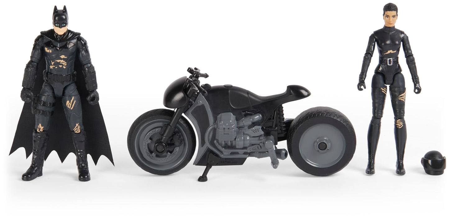 The Batman 2022 Movie Series Selina Kyle Chase Set With Batman And Motorcycle