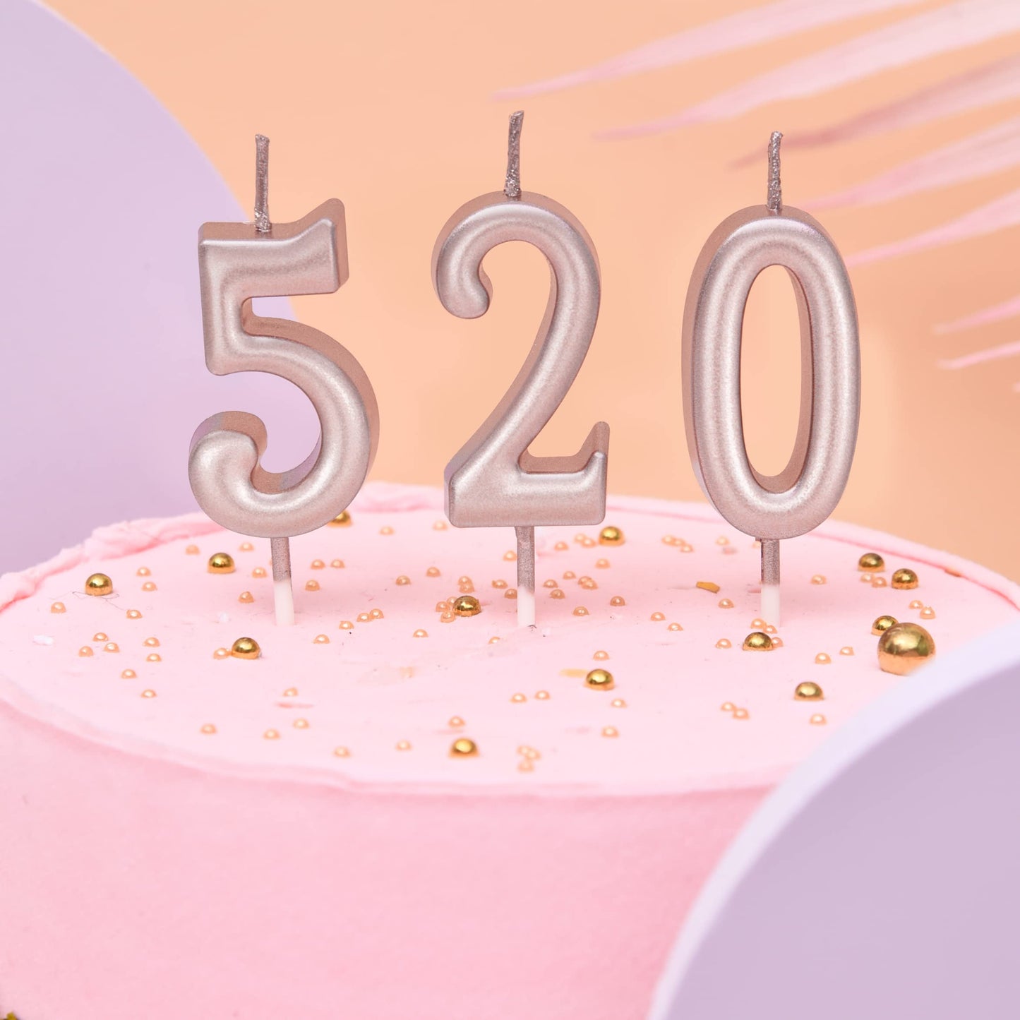 PHD CAKE Rose Gold Birthday Candles - 10-Piece Glitter Numerals 0-9 for Parties, Weddings, Anniversaries