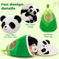 Tezituor Panda Stuffed Animal Set - 5-in-1 Plush Toy with Bamboo Hut, 10.6" White Polyester, Realistic Big Panda & 3 Babies