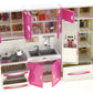 PowerTRC Doll Kitchen Play Set, Mini Modern Toy Kitchen Pretend Play Furnitures Toy Set Accessories Set with Realistic Light & S