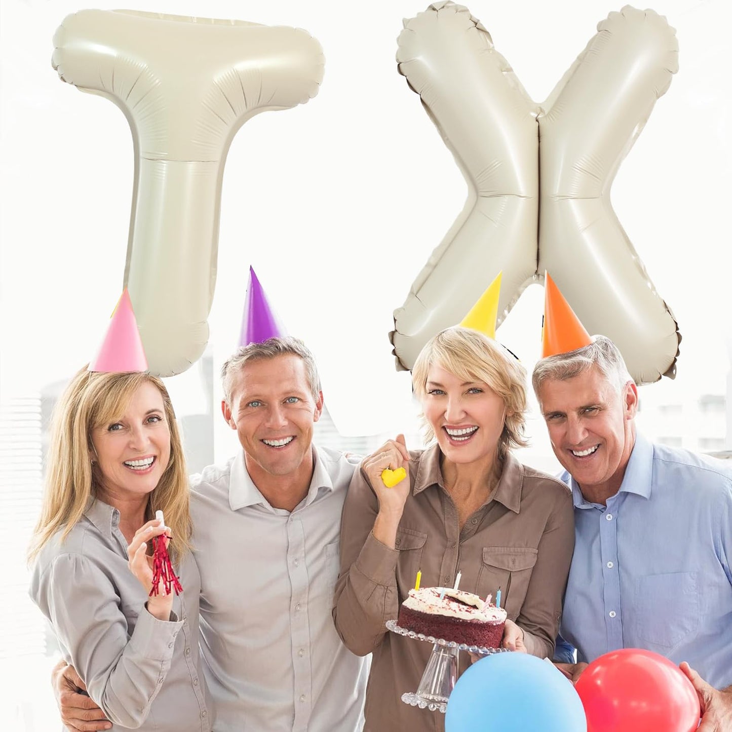 TONIFUL 40 Inch Large Cream White Letter X Balloons Giant Alphabet Letter Balloons,Foil Mylar Big Balloons for Birthday Party,An