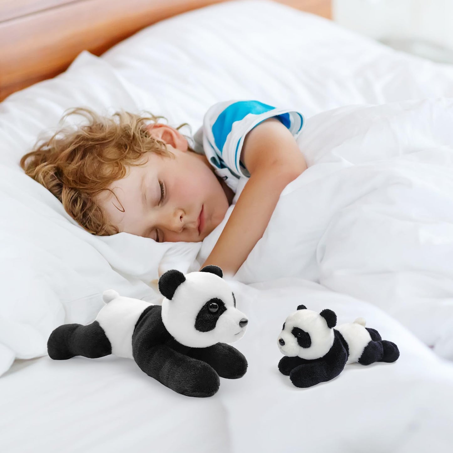 Hideekoog Stuffed Animal for Kids 8 inch Realistic Animal Plush Toy Lying Down Posture Animals Plush for Boys Girls mature-themed Birthday Hug Teaching(S-Panda)