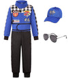 Sizgaroot Kids Race Car Driver Costume Toddler Boys Race Car Driver Halloween Costume (Blue, 7-8 Years)