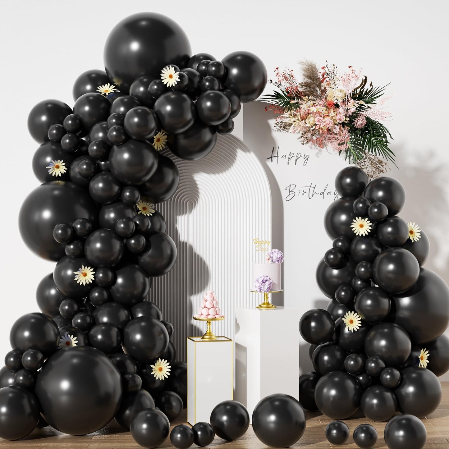 Black Balloons In Different Sizes 5 10 12 18Inch-134Pcs Black Balloons For Garland Arch