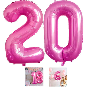 20 Number Balloon Pink 40 Inch Big Foil Mylar 20Th Balloons For 20 Year Old Boy Girl Birthday Party Decorations Wedding Annivers