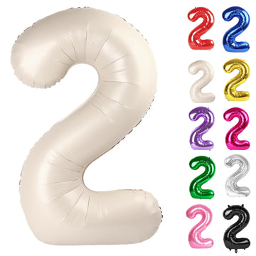 Cream Number 2 Balloon 40 Inch, 2 Balloon Number, 2Nd Birthday Decorations For Baby Girls Boys Toddlers