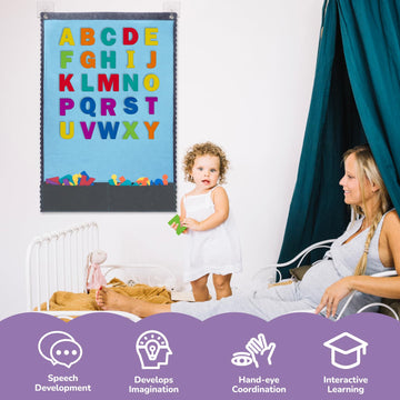 CHEFAN Felt Board with 104 Felt Letters for Toddlers Large Flannel Board for Wall, Felt Alphabet Learning Board with 2 Storage P