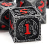Haxtec Metal DND Dice Set Black Red Dragon D&D Dice Set with Leather Dice Bag Metal Polyhedral Dice for Dungeons and Dragons Gif