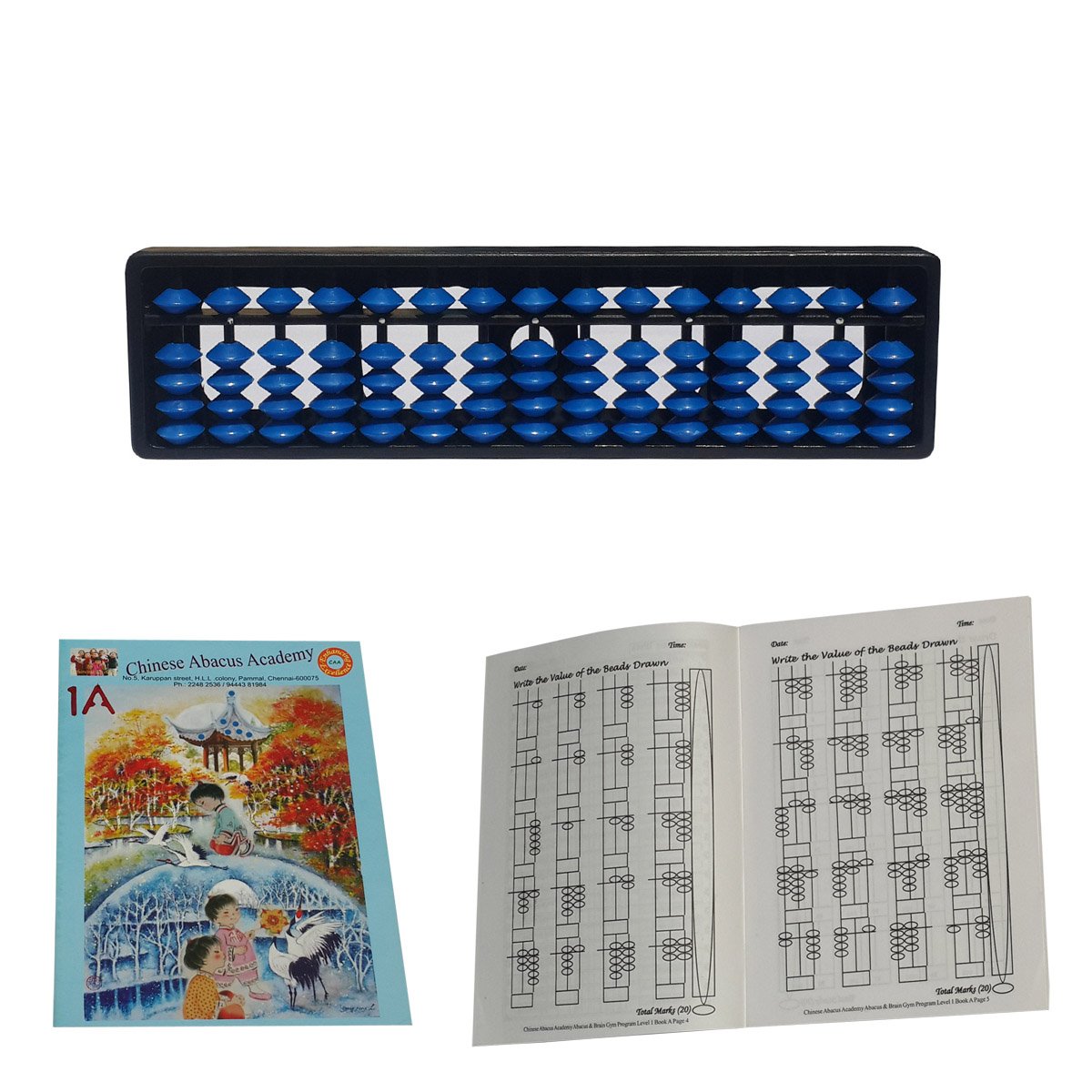 ABIRIA 15 Rod Blue Abacus KIT with 2 Work Books