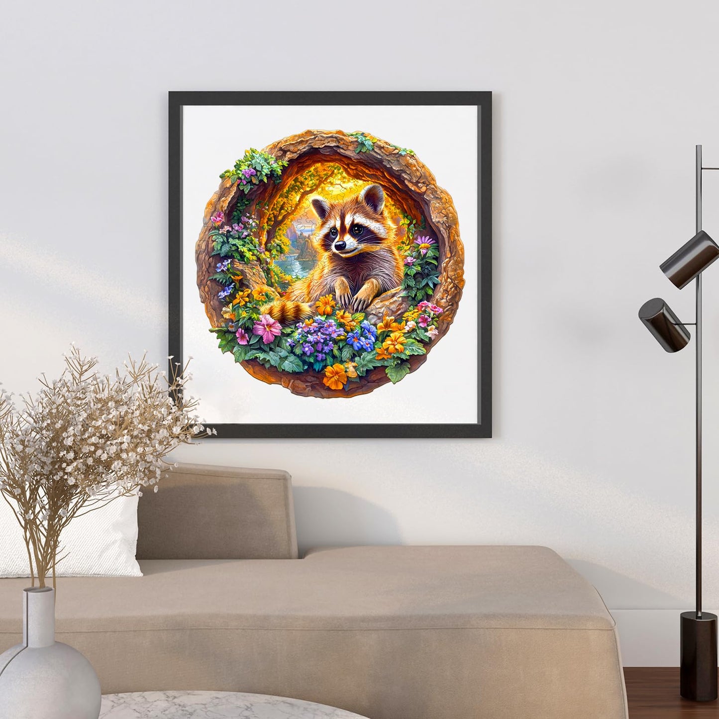 Wooden Puzzles for mature-themeds - Raccoon on Vacation Wooden Jigsaw Puzzle - Unique Animal Shaped Wood Puzzles mature-themed - Creative Birthday Gift Family Game 295pcs