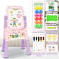 Amagoing Easel For Kids, Adjustable Standing Art Easel For Toddler, Double Magnetic Drawing Board With Painting Supplies For Lit