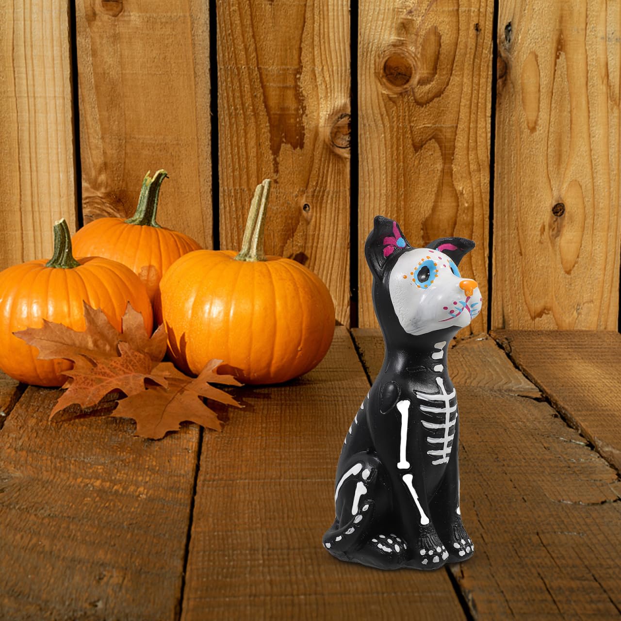 Little Flower Dog Toys - Halloween Resin Figurine for Table Decoration Glow-in-The-Dark Black Dog Statue 5.51 X 2.44 X 2.04 Inch