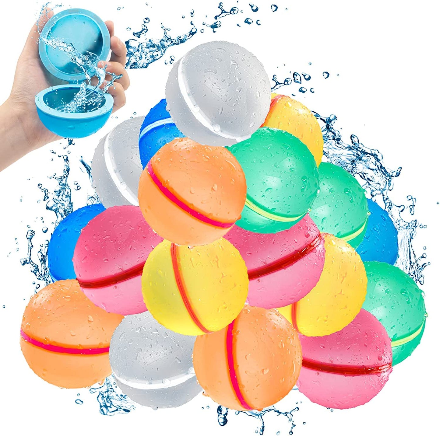 Reusable Water Balloons Quick Fill Soft Silicone Self Sealing Water Balls Outdoor Water Toys With Mesh Bag For Outdoor Summer Fun Party Kids Outside Play Water Games Gift Pool Activity (18Pack)