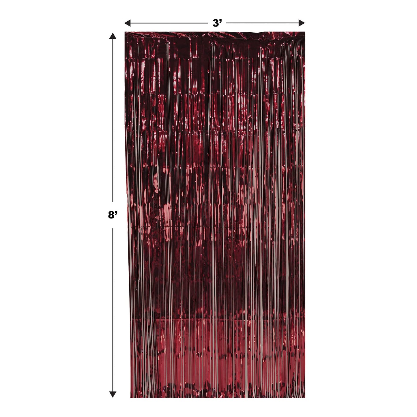 Beistle Tinsel Foil Fringe Curtain 8' x 3' - Photo Booth Backdrop for Birthday, Wedding, Baby Shower, Graduation - Model 55410-BU