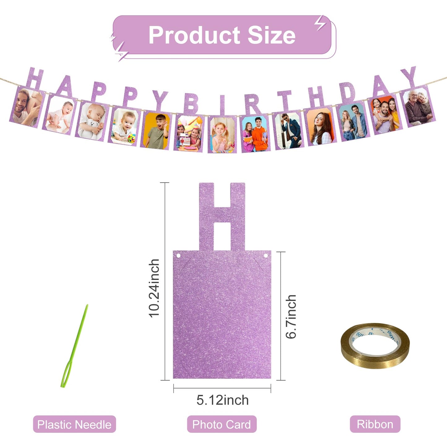 Avlovasd Birthday Photo Banner, Suitable For Kids And Adults Birthday Party Decoration, Annual Milestone Pink Happy Birthday Ban