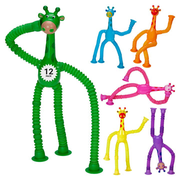 Telescopic Suction Cup Giraffe Toys For Toddler Restaurant Dinner Table Activities, Stretchy Animal Pop Tubes, Telescopic Sensor