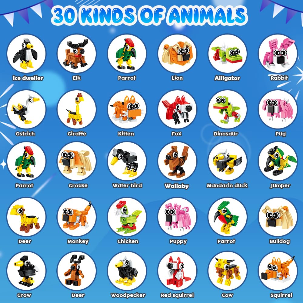 Insoon 30 Pack Party Favors For Easter Gift, 750 Pcs Animals Building Block Toy For Goodie Bag Stuffers, Classroom Student Prizes Children'S Day Birthday For Kids Boys Girls Ages 6-12+