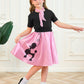 APRROOT Poodle Skirt for Girls 50s Outfit Kids Halloween Costume 2025 Sock Hop Outfit with Headbands, Glasses, Scarves 4-6Y Pink