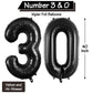 40 Inch Black 30 Number Balloons, Jumbo Foil Balloons For 30Th Birthday Party Decorations Supplies / 30Th Anniversary Event