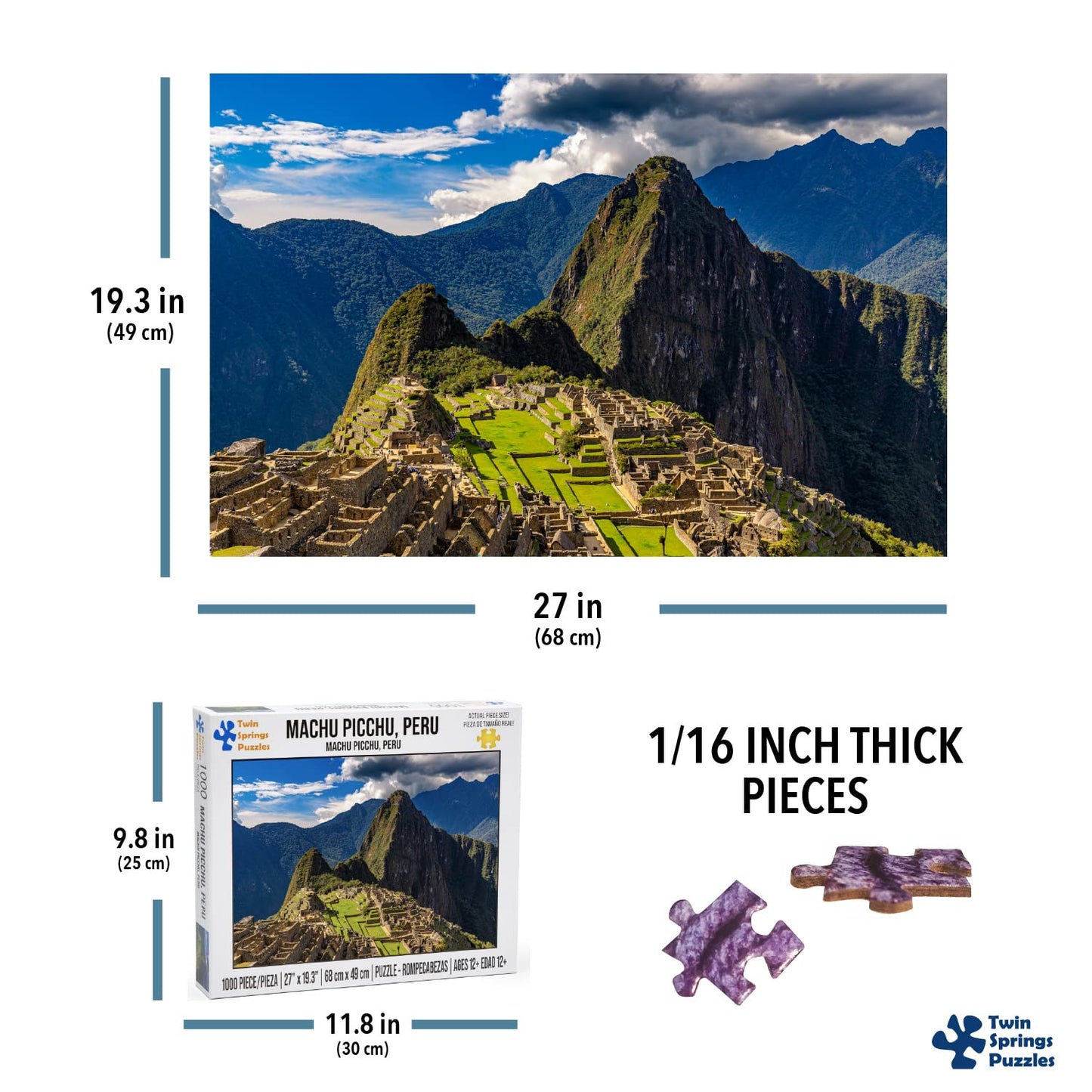 Squirrel Products Machu Picchu Twin Spring Goods 1000 Piece Jigsaw Puzzle, Cardboard, Model TS-108, 1000 pcs