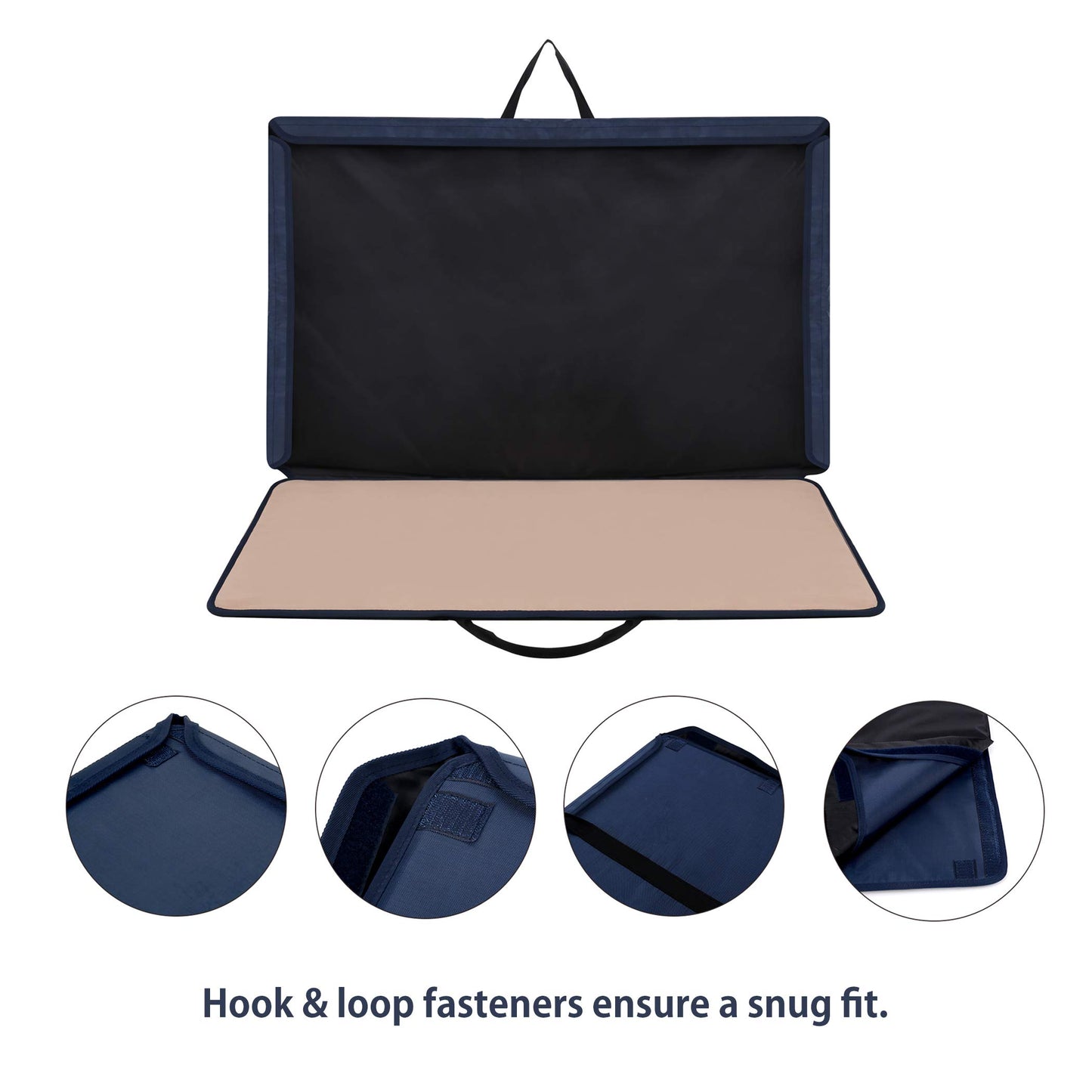 Becko US Jigsaw Puzzle Board - Portable Storage Case for Up to 1000 Pieces, Non-Slip Surface, Dark Blue & Khaki, Model WGPTB